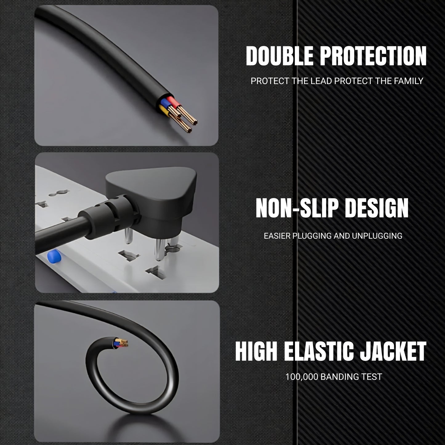 ATLINE ATL3 3 Pin AC Laptop Power Cord Cable 1.2M BLACK