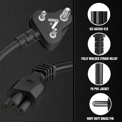 ATLINE ATL3 3 Pin AC Laptop Power Cord Cable 1.2M BLACK